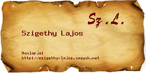 Szigethy Lajos névjegykártya